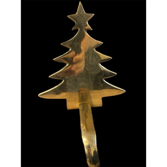 Brookstone Solid Brass Tree Christmas Stocking Hanger Holder - Picture 2 of 4